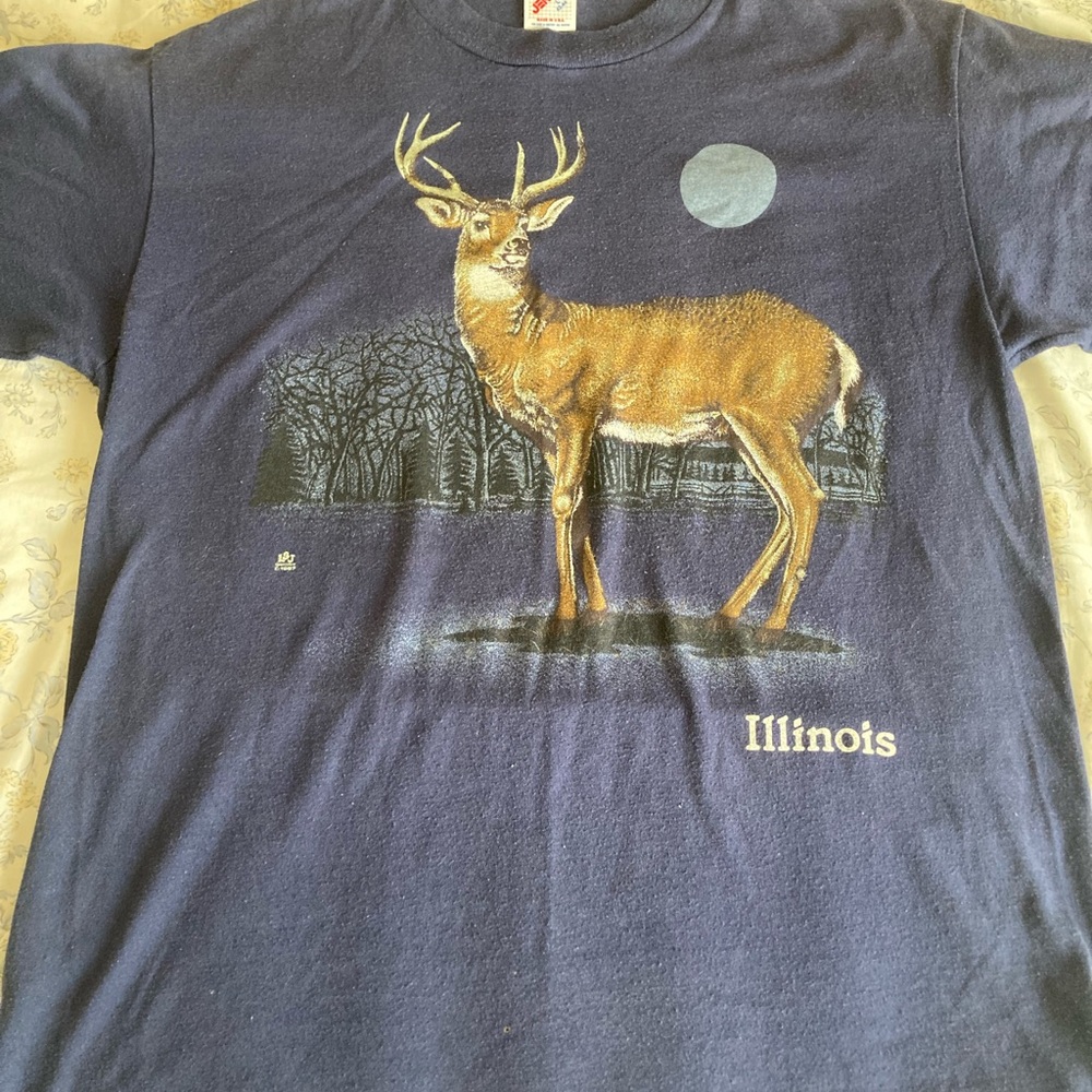 Vintage Jerzees 1987 Illinois Deer Shirt Size Large